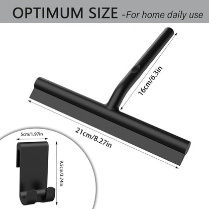 All-Purpose Stainless Steel Shower Squeegee for Bathroom, Kitchen, Shower, Floor Cleaning with Adhesive Hook Sturdy Handle, Professional Cleaners, Window Cleaning for Window Squeegee (Black) - color: Black