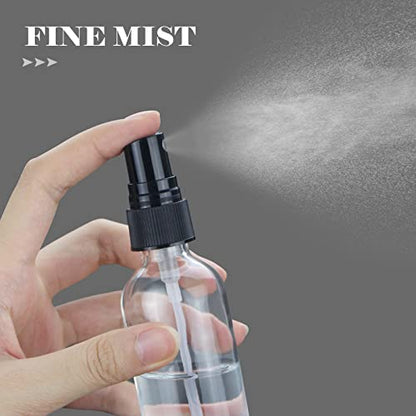 Wedama 2 oz Mini Glass Spray Bottles, Empty Small Spray Bottles with Funnel Dropper, Fine Mist for Hair, Travel, Plants, Cleaning Solutions and Skin Care (4 Pack Clear) - color: Clear, size: 2 Ounce (Pack of 4)