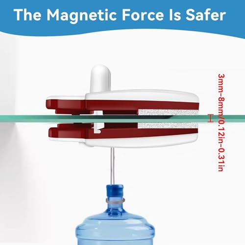 Double Sided Window Cleaner with ABS Plastic Shell Rubber Magnetic Glass Wiper Adjustable Magnetic Washing Brush Equipment for Home High Rise Window(Blue)（No Washer Fluid）