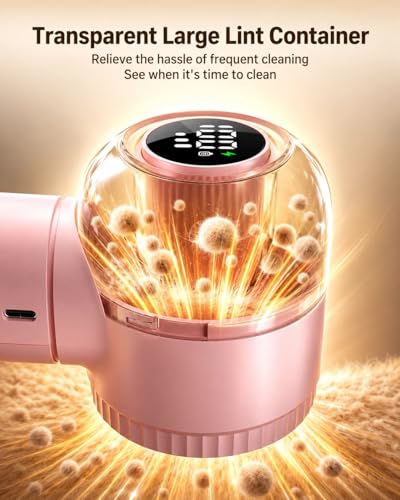 Fabric Shaver, 𝟮 𝗶𝗻 𝟭 Rechargeable Lint Remover with Brush, Large Sweater Shaver with Digital Display, 3 Speeds Lint Shaver, 6-Leaf Blades Lint Remover for Clothes, Sofa, Bedding, Pink - color: Pink