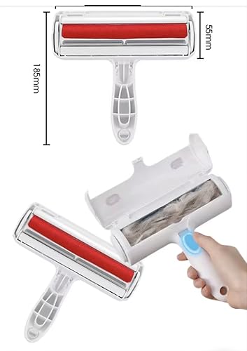 Reusable Pet Hair Remover Roller – Dog & Cat Fur Lint Cleaner for Sofa, Carpet, Bed & Car Seats – No Adhesive Required - color: White/Red