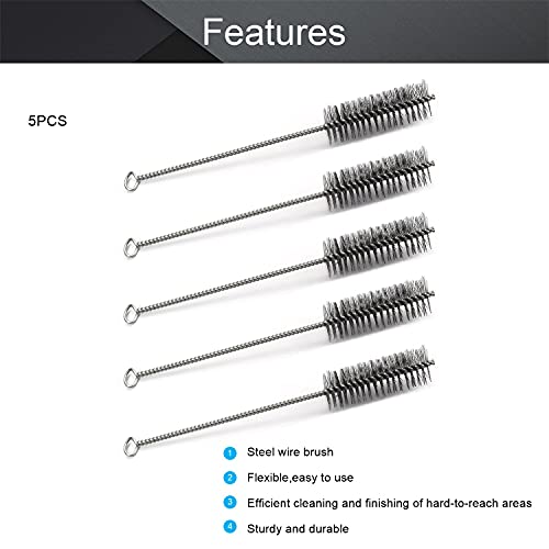 Utoolmart Steel Wire Cleaning Brush, Spiral Power Tube Brush, Steel Wire Tube Brush Cleaning Tool, Tube Bottle Brush, 1.2-inch Diameter 12-inch Length, 5pcs - color: 5pcs, size: 3cm