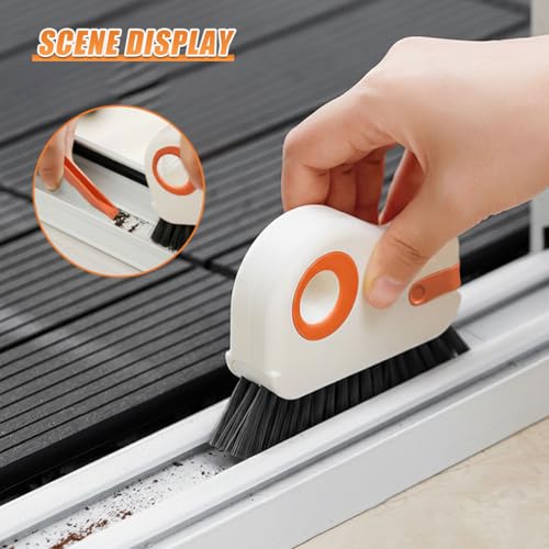 YoRise 2 in 1 Car Groove Cleaning Brush, Multifunctional Hard Bristle Car Window Track Cleaner Tool with Hidden Scraper, Universal Auto Door Crevice Cleaning Accessories for Window Sill(Orange-2PCS) - size: Orange-2PCS