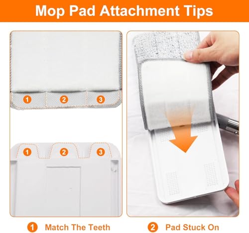 Mop Pads Mop Head Refill Washable Wet/Dry Mops Flat Compatible with Most 11-13" Hook and Loop (Velcro) Flat Mops.System Floor Care System (F-Padsx6) - size: F-Padsx6