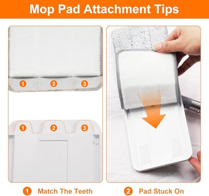Mop Pads Mop Head Refill Washable Wet/Dry Mops Flat Compatible with Most 11-13" Hook and Loop (Velcro) Flat Mops.System Floor Care System (F-Padsx6) - size: F-Padsx6