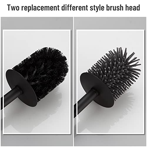 BVL Toilet Brush and Holder Black Toilet Bowl Brush for Ceaning with Stainless Steel Handle Wall Mounted