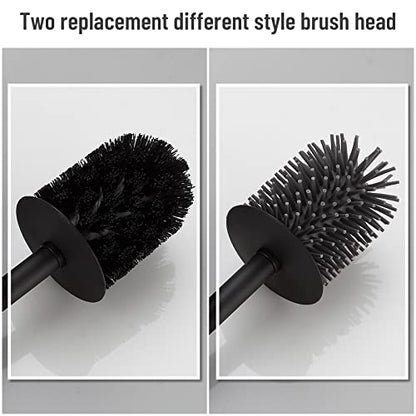 BVL Toilet Brush and Holder Black Toilet Bowl Brush for Ceaning with Stainless Steel Handle Wall Mounted