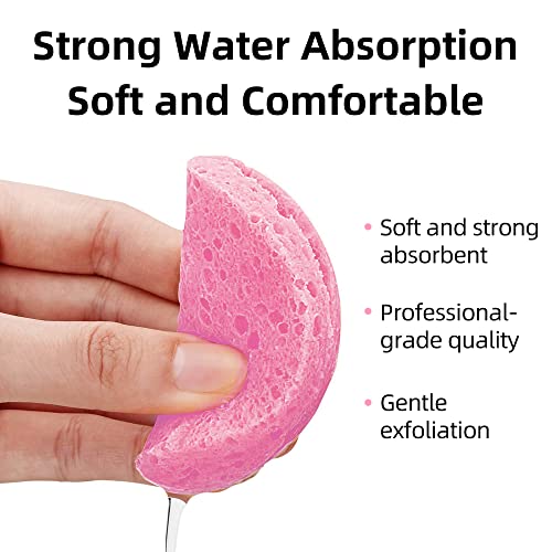 120-Count Compressed Facial Sponges|Kickleen 100% Natural Cellulose Cosmetic Spa Sponges for Daily Facial Cleansing|Makeup And Mask Removal|Exfoliating|Skin Massage|Pore Exfoliation (120 Count (Pink)) - color: 120 Count (Pink)