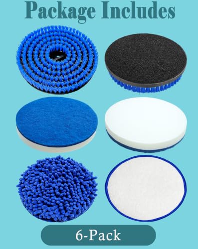 6-Pack Replacement Brush & Pads Compatible with Bissell Spinwave Steam Mop 20393, 3897A, 20399, 23159, 23157, 2124, 3712 - Includes 2 Nylon Brushes & 2 Foam Pads for Deep Cleaning - size: 6 Pcs Brushes Set
