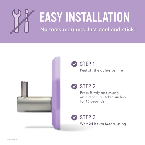 Sud Scrub® Antimicrobial Shower Hook, Self Adhesive Hooks for Shower Wall, Heavy Duty Removable Wall Hooks, Stick On Hooks for Hanging, Bathroom Towel Hook (Purple) - color: Purple