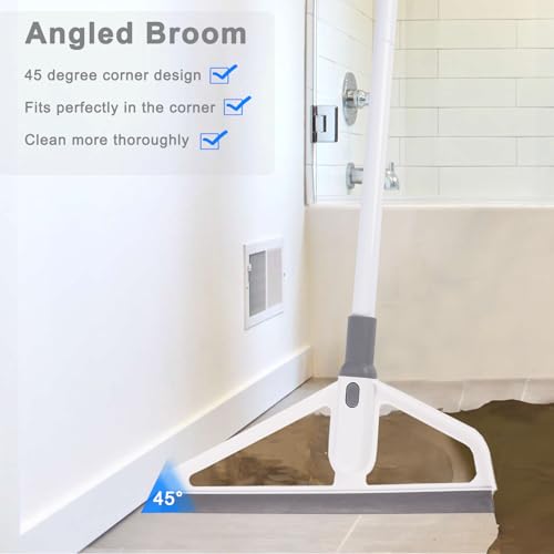 Rubber Squeegee Broom - Multifunction Magic Broom,Scraping Silicone Broom Sweeper,with Mop Clip, Squeeze Broom Sweeping Water for Kitchen Bathroom Shower Tile Marble Window Cleaning (Grey)