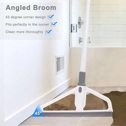 Rubber Squeegee Broom - Multifunction Magic Broom,Scraping Silicone Broom Sweeper,with Mop Clip, Squeeze Broom Sweeping Water for Kitchen Bathroom Shower Tile Marble Window Cleaning (Grey)