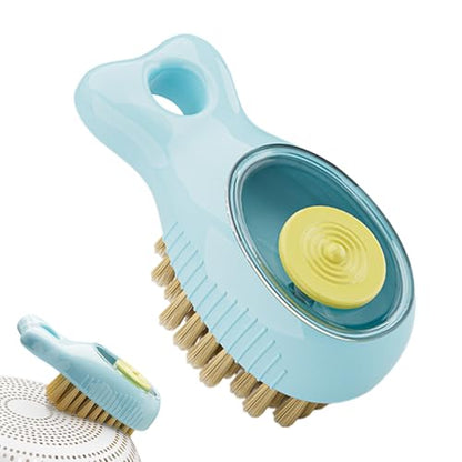 Ergonomic Dish Brush - Portable Kitchen Scrub Brush, Sink Scrub Tool for Kitchen, Pot Pan Scrubber with Soap Dispenser, Dish Cleaning Tool, Utensil Scrubber for Pots Pans Bowls Counter - color: Sky Blue