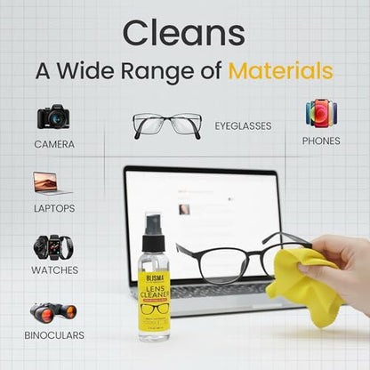 Crystal Clear Eyeglass Lens Cleaner Spray Kit | 2 × 60 ml + 2 Microfiber Cloths | See Crystal Clear | Glasses, Sunglasses & Optical Lenses | Pack of 6
