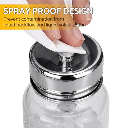 2-Pack 100ml/3.38oz Clear Glass Pump Dispenser Bottle with Metal Flip Top, Nail Polish Remover/Makeup Remover Refillable Press Container, 3.98×1.97 Inch Compact Size for Home, Travel & Salon - size: Circle + Circle