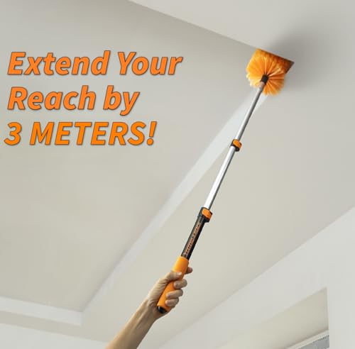 1.5-3 ft Long Paint Roller Extension Pole // Multi-Purpose Telescopic Extension Pole with Universal Twist-on Metal Tip // Lightweight & Sturdy Extendable Pole for Painting Dusting and Window Cleaning - size: 3 feet