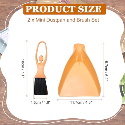uxcell 2 Pcs Mini Dustpan and Brush Set, Small Broom and Dustpan Set for Office Tabletops Sofas Keyboards Home Cleaning Tool, Orange Pink - color: Orange Pink