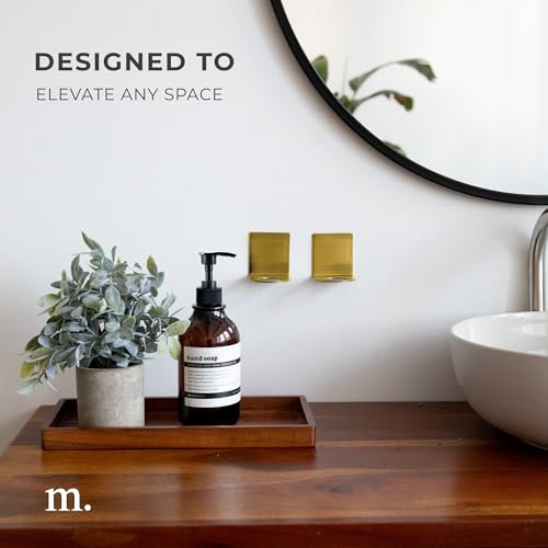 MAISONOVO Adhesive Soap Holder | Shampoo Bottle Holder Set of 2 - Gold | Soap Bottle Holder | Wall Mounted Soap Holder | Soap Dispenser Holder - color: Soap Dispenser Mount Set of 2 | Gold