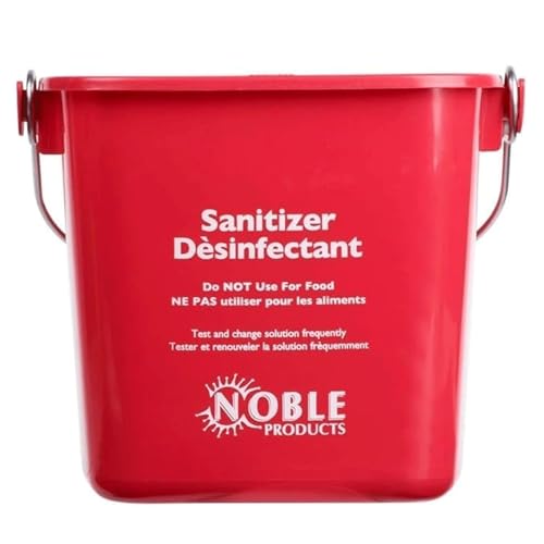 Cleaning Bucket with Handle - 3-Quart Square Sanitizer Bucket - Red & Green Pail for Commercial Sanitizing - Small Bucket for Cleaning Restaurant, Kitchen, Home, Food Service Use (Set of 2)