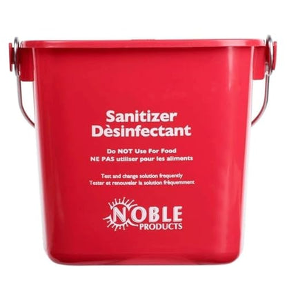 Cleaning Bucket with Handle - 3-Quart Square Sanitizer Bucket - Red & Green Pail for Commercial Sanitizing - Small Bucket for Cleaning Restaurant, Kitchen, Home, Food Service Use (Set of 2)