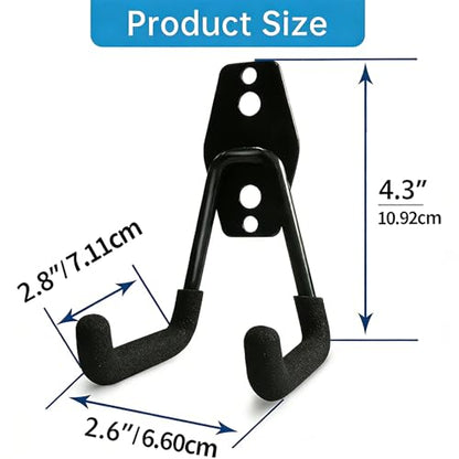 GeeWatom 2 Pack Garage Storage Utility Hooks，Garage Garden Tool Organizer，Steel Wall Mount Hooks, Garden Small U Hooks (Matte Black) - color: Matte Black