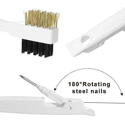 Kitchen Cleaning Scrub Brush - Deep Gas Stove Brass Wire Brushes with Stiff Bristles & Cooktop Scraper, Scrubber for Range Hood Grease Grime, Rust Cleaner for Pot Pan, Household Cleaning Tools - color: White
