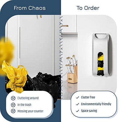 Manterio Plastic Bag Holder | UPGRADED Wall-Mount Grocery Bag Dispenser | Space-Saving Design | Easy Install | Smudge-Proof, Fingerprint-Resistant | Silver | Holds the Most Bags for Maximum Storage - color: Silver