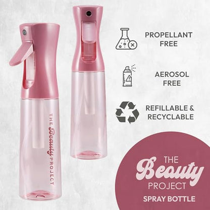 Spray Bottle Mister for Hair - Continuous Mister, Fine Water Mist, Trusted by Professional Salons & Barbers, 10.1oz - Clear Bottle (Rose) - color: Rose