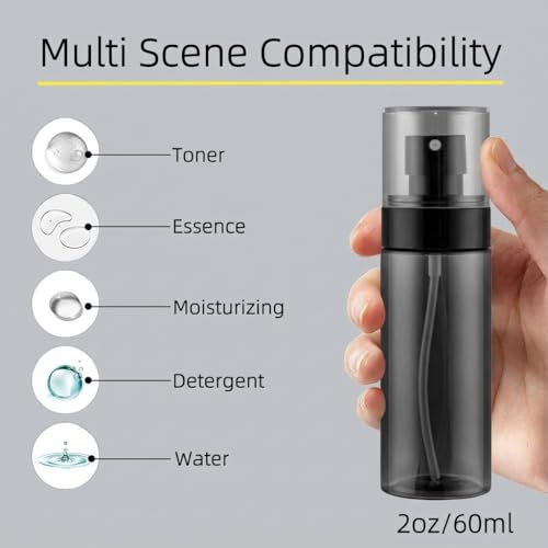 3 Pack Spray Bottles 2oz / 60ml, Fine Mist Small Spray Bottle Leak Proof, Refillable Travel Bottles for Toner, Cosmetics & Hair Care (Black, 2 oz / 60 ml) - color: Black