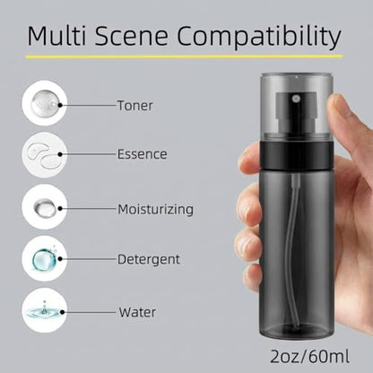 3 Pack Spray Bottles 2oz / 60ml, Fine Mist Small Spray Bottle Leak Proof, Refillable Travel Bottles for Toner, Cosmetics & Hair Care (Black, 2 oz / 60 ml) - color: Black