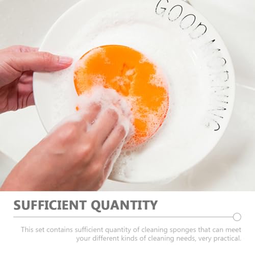 BESPORTBLE 5pcs Kitchen Cleaning Sponge Set, Dual-Sided Non-Oil Stain Dishwasher Scrub Sponges for Dishes and Pots, Compact Household Effective Cleaning Pads for Kitchen Use