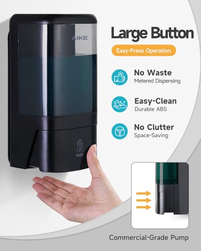 AIKE Wall Mount Foaming Soap Dispenser for Commercial Bathrooms,40 oz Large Capacity AK1007F,Black - color: Black
