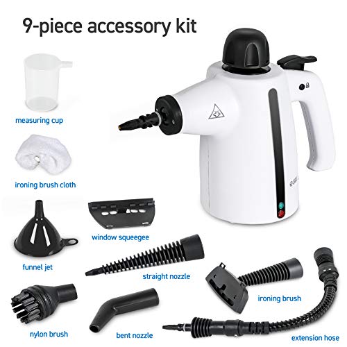 Handheld Steam Cleaner, 9-Piece Accessory Set, White, Steamer for Cleaning, Couch Cleaner, Steam Cleaner Carpet and Upholstery - size: 9-Piece Accessory Set