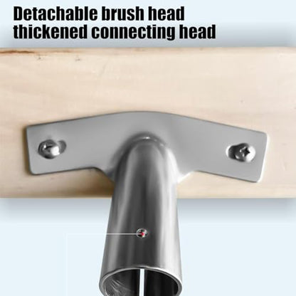 Stainless Steel Wire Broom Deck Scrub Brush with Long Handle, Stiff Metal Bristle Brush, Heavy Duty Floor Brush for Outdoor Patio Deck Garden - size: 7.8in