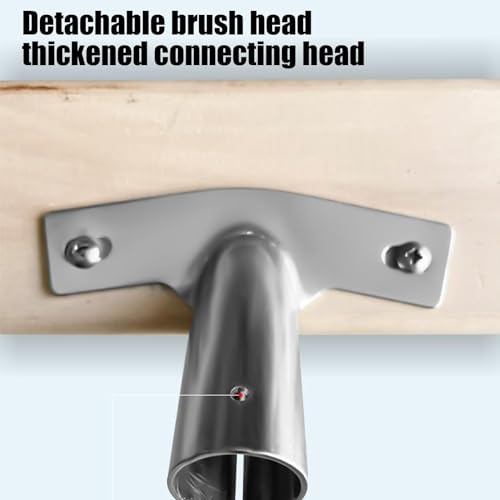 Stainless Steel Wire Broom Deck Scrub Brush with Long Handle, Stiff Metal Bristle Brush, Heavy Duty Floor Brush for Outdoor Patio Deck Garden - size: 11.8in