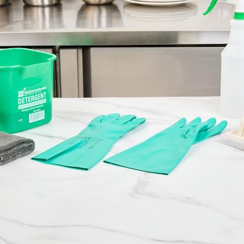 Restaurantware-Clean Tek Professional 15 Mil Small Cleaning Gloves, 1 Pair Of Long Cuff Gloves - Flock Lining, No-Powder, Green Nitrile Chemical Tolerant Gloves, No-Latex, Heavy-Duty Tasks - color: Green, size: Small