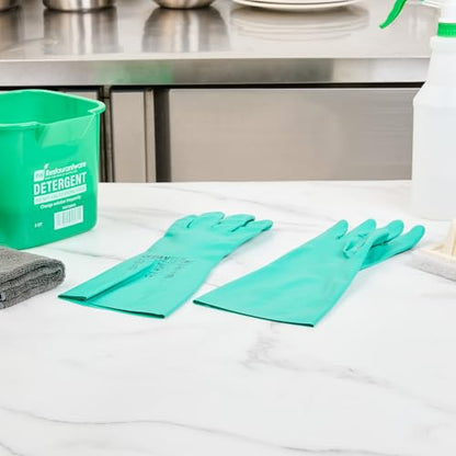 Restaurantware Nitrile Gloves 10 Count 15 mil Chemical Resistant Gloves Abrasion-Resistant Kitchen Cleaning Latex-Free Green - color: Green, size: 10/Small