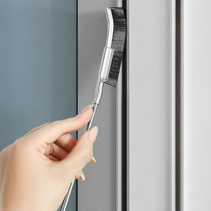 1 Piece Stainless Steel Handle Gap Cleaning Brush Window Door Floor Tile Groove Hard Nylon Brush Multifunction Bathroom Kitchen Cleaning Tools, 25cm