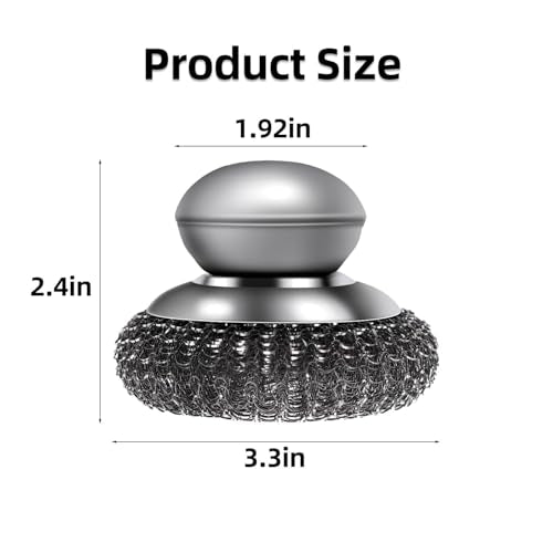 6 Pcs Steel Wool Scrubber Set, Stainless Steel Scrubber with Handled Replacement Metal Wire Pads for Cleaning Dishes, Cast Iron, Stock Pots, Pans, Griddles, Grills