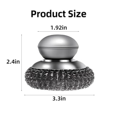 6 Pcs Steel Wool Scrubber Set, Stainless Steel Scrubber with Handled Replacement Metal Wire Pads for Cleaning Dishes, Cast Iron, Stock Pots, Pans, Griddles, Grills