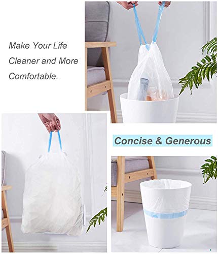 Small Trash Bag, 2.6 Gallon Garbage Bags Bathroom Trash can Liners for Bedroom Home Kitchen 80 Counts,2 Gallon Trash Bag with Blue Drawstring, White Bags - style: 2.6 gallon