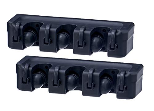 Superio Mop and Broom Holder Wall Mount Storage Organizer for Kitchen, Garage, Garden, 3 Slots (2 Pack, Black) - color: Black, size: Medium, 2-pack