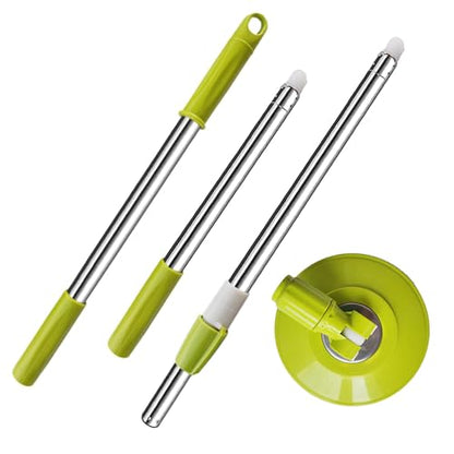 Extended Spin Mop Replacement Mop Handle, Upgraded 60-inch 360 Degrees Rotating Telescopic Replacement Mop Stick for Spin Mop Bucket Cleaning System Floor Cleaning (Plastic Disc, Green) - color: Green, style: Plastic Disc