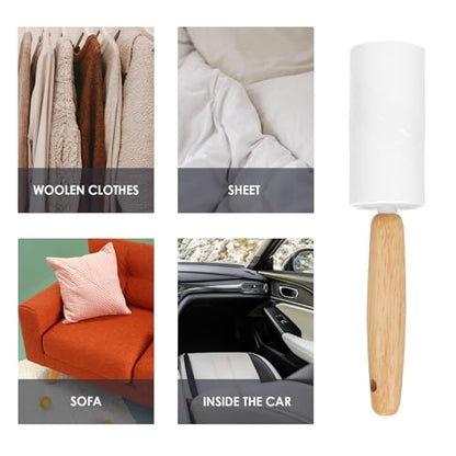 Adorila 2 Pack Lint Rollers for Pet Hair, 240 Sheets Pet Hair Remover for Clothes, Portable Lint Remover Brush with Wooden Handle