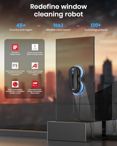 BNZ Smart Window Cleaning Robot, Twin Turbo & Dual Auto-Spray Window Cleaner with Multiple Safety System, AI Path Planning, Frameless Edge Detection, K1 (Matt Black) - color: Matt Black