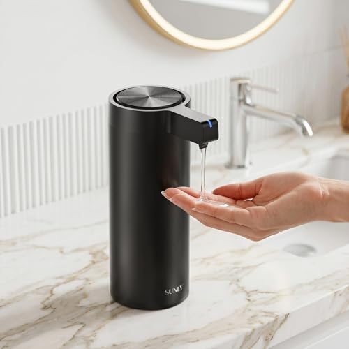 SUNLY Touchless Automatic Soap Dispenser – Clog-Free Pump, 0.2s Fast Sensor, USB-C Rechargeable, Smudge-Resistant Stainless Steel, for Kitchen & Bathroom Soap Dispenser, Black - color: Black