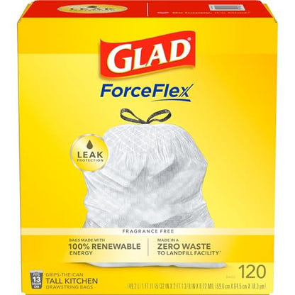 CLO78564 - Glad ForceFlex Tall Kitchen Drawstring Trash Bags - size: 120 Count (Pack of 1)