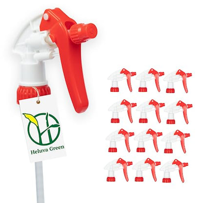 Heluva Green Spray Bottle Nozzle Replacement, Bottle Tops Only - Sprayer Nozzle Triggers for Heavy Duty, Commercial, Home Cleaning Solutions - Fits 8,16,24,32 oz Plastic & Glass Bottles, Red 13 pack - color: Red, size: 13 Pack