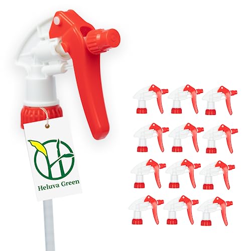 Heluva Green Spray Bottle Nozzle Replacement, Bottle Tops Only - Sprayer Nozzle Triggers for Heavy Duty, Commercial, Home Cleaning Solutions - Fits 8,16,24,32 oz Plastic & Glass Bottles, Red 13 pack - color: Red, size: 13 Pack