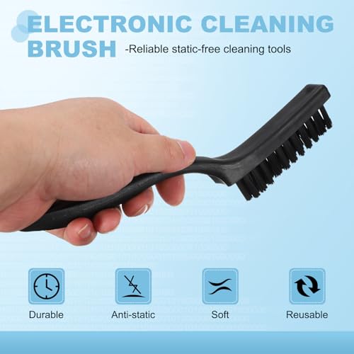 PATIKIL ESD Brush, 3Pcs Electronic Cleaning Brush Set with Tweezers Anti Static Cleaning Tools Plastic Pointed Tip Nylon for PCB Computer Keyboard Camera 3D Printers, 20x97mm Bristles